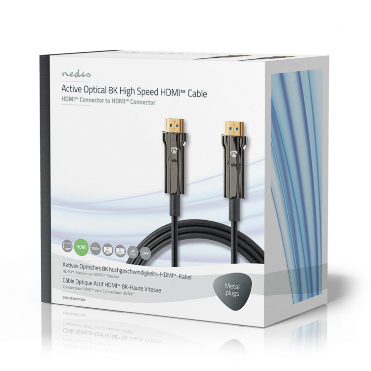 Nedis Active Optical Ultra High Speed HDMI™ Cable with Ethernet | HDMI™ Connector | HDMI™ Connector | 8K@60Hz | 48 Gbps | 100.0 m | Round | PVC | Black | Gift Box