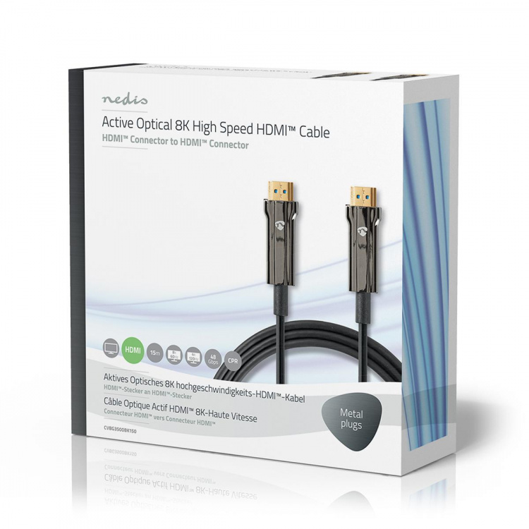 Nedis Active Optical Ultra High Speed HDMI™ Cable with Ethernet | HDMI™ Connector | HDMI™ Connector | 8K@60Hz | 48 Gbps | 15.0 m | Round | PVC | Black | Gift Box