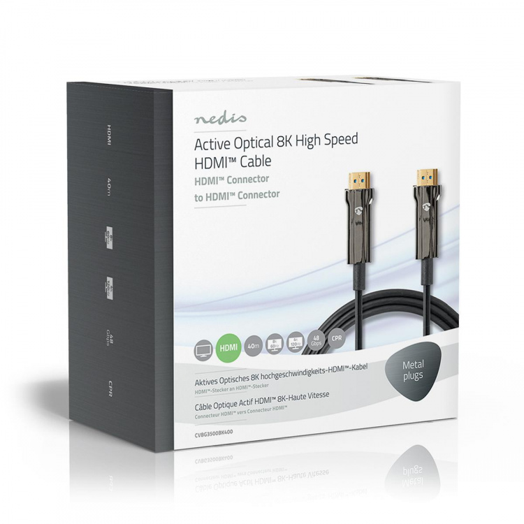 Nedis Active Optical Ultra High Speed HDMI™ Cable with Ethernet | HDMI™ Connector | HDMI™ Connector | 8K@60Hz | 48 Gbps | 40.0 m | Round | PVC | Black | Gift Box Nedis Active Optical Ultra High Speed HDMI™ Cable with Ethernet | HDMI™ Connector | HDMI™ Connector | 8K@60Hz | 48 Gbps | 40.0 m | Round | PVC | Black | Gift Box