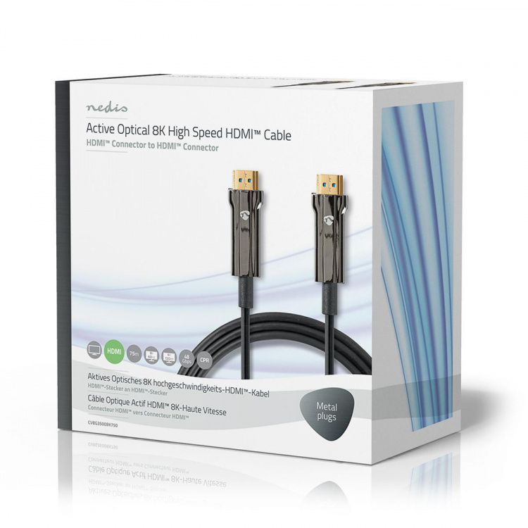 Nedis Active Optical Ultra High Speed HDMI™ Cable with Ethernet | HDMI™ Connector | HDMI™ Connector | 8K@60Hz | 48 Gbps | 75.0 m | Round | PVC | Black | Gift Box Nedis Active Optical Ultra High Speed HDMI™ Cable with Ethernet | HDMI™ Connector | HDMI™ Connector | 8K@60Hz | 48 Gbps | 75.0 m | Round | PVC | Black | Gift Box
