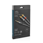 Nedis Stereo Audio Cable | 3.5 mm Male | 2x RCA Male | Gold Plated | 1.00 m | Round | Grey / Gun Metal Grey | Cover Window Box Nedis Stereo Audio Cable | 3.5 mm Male | 2x RCA Male | Gold Plated | 1.00 m | Round | Grey / Gun Metal Grey | Cover Window Box