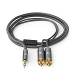 Nedis Stereo Audio Cable | 3.5 mm Male | 2x RCA Male | Gold Plated | 1.00 m | Round | Grey / Gun Metal Grey | Cover Window Box Nedis Stereo Audio Cable | 3.5 mm Male | 2x RCA Male | Gold Plated | 1.00 m | Round | Grey / Gun Metal Grey | Cover Window Box