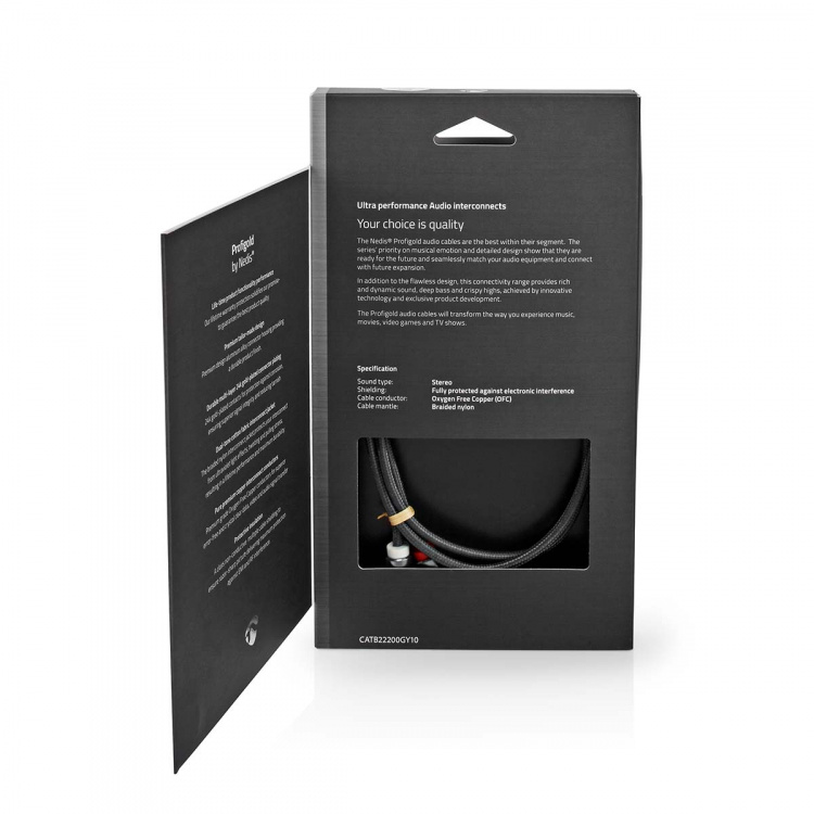 Nedis Stereo Audio Cable | 3.5 mm Male | 2x RCA Male | Gold Plated | 1.00 m | Round | Grey / Gun Metal Grey | Cover Window Box Nedis Stereo Audio Cable | 3.5 mm Male | 2x RCA Male | Gold Plated | 1.00 m | Round | Grey / Gun Metal Grey | Cover Window Box