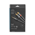 Nedis Stereo Audio Cable | 3.5 mm Male | 2x RCA Male | Gold Plated | 1.00 m | Round | Grey / Gun Metal Grey | Cover Window Box Nedis Stereo Audio Cable | 3.5 mm Male | 2x RCA Male | Gold Plated | 1.00 m | Round | Grey / Gun Metal Grey | Cover Window Box
