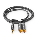 Nedis Stereo Audio Cable | 3.5 mm Male | 2x RCA Male | Gold Plated | 2.00 m | Round | Grey / Gun Metal Grey | Cover Window Box Nedis Stereo Audio Cable | 3.5 mm Male | 2x RCA Male | Gold Plated | 2.00 m | Round | Grey / Gun Metal Grey | Cover Window Box