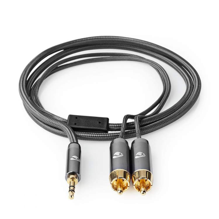 Nedis Stereo Audio Cable | 3.5 mm Male | 2x RCA Male | Gold Plated | 2.00 m | Round | Grey / Gun Metal Grey | Cover Window Box Nedis Stereo Audio Cable | 3.5 mm Male | 2x RCA Male | Gold Plated | 2.00 m | Round | Grey / Gun Metal Grey | Cover Window Box