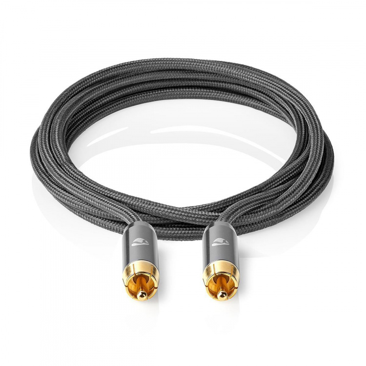 Nedis Subwoofer Cable | RCA Male | RCA Male | Gold Plated | 3.00 m | Round | 4.5 mm | Anthracite / Gun Metal Grey | Cover Box