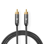 Nedis Subwoofer Cable | RCA Male | RCA Male | Gold Plated | 5.00 m | Round | 4.5 mm | Anthracite / Gun Metal Grey | Cover Box Nedis Subwoofer Cable | RCA Male | RCA Male | Gold Plated | 5.00 m | Round | 4.5 mm | Anthracite / Gun Metal Grey | Cover Box