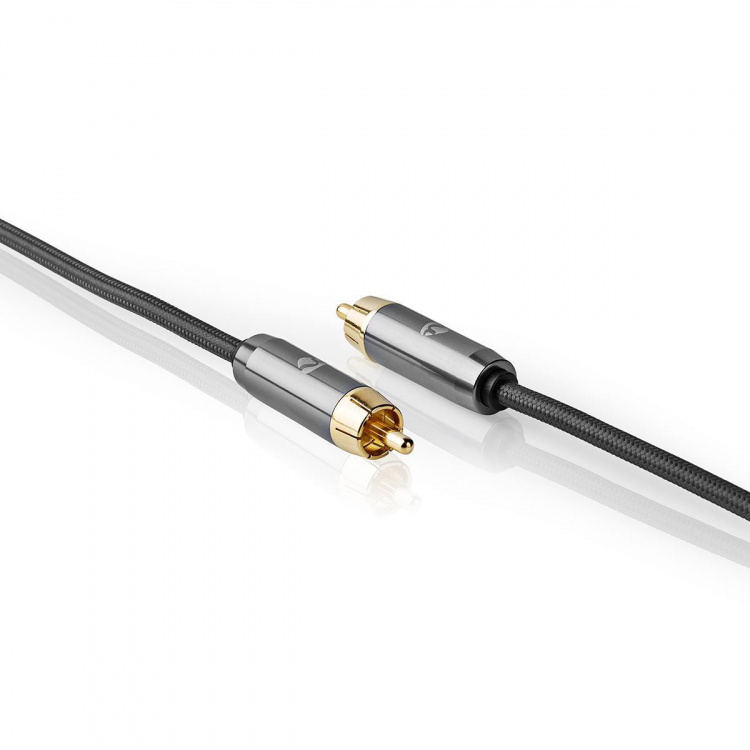 Nedis Subwoofer Cable | RCA Male | RCA Male | Gold Plated | 5.00 m | Round | 4.5 mm | Anthracite / Gun Metal Grey | Cover Box Nedis Subwoofer Cable | RCA Male | RCA Male | Gold Plated | 5.00 m | Round | 4.5 mm | Anthracite / Gun Metal Grey | Cover Box