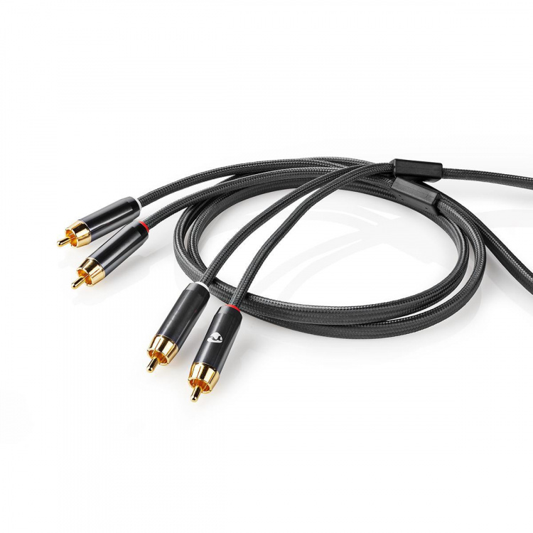 Nedis Stereo Audio Cable | 2x RCA Male | 2x RCA Male | Gold Plated | 1.00 m | Round | Grey / Gun Metal Grey | Cover Window Box Nedis Stereo Audio Cable | 2x RCA Male | 2x RCA Male | Gold Plated | 1.00 m | Round | Grey / Gun Metal Grey | Cover Window Box