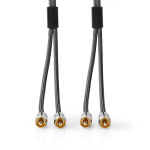 Nedis Stereo Audio Cable | 2x RCA Male | 2x RCA Male | Gold Plated | 2.00 m | Round | Grey / Gun Metal Grey | Cover Window Box Nedis Stereo Audio Cable | 2x RCA Male | 2x RCA Male | Gold Plated | 2.00 m | Round | Grey / Gun Metal Grey | Cover Window Box