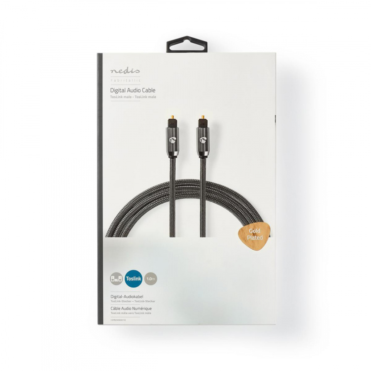 Nedis Optical Audio Cable | TosLink Male | TosLink Male | 1.00 m | Round | Cotton | Gun Metal Grey | Cover Window Box Nedis Optical Audio Cable | TosLink Male | TosLink Male | 1.00 m | Round | Cotton | Gun Metal Grey | Cover Window Box