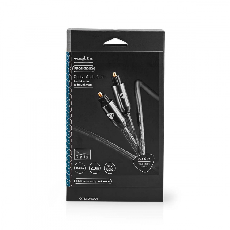 Nedis Optical Audio Cable | TosLink Male | TosLink Male | 2.00 m | Round | Cotton | Gun Metal Grey | Cover Window Box Nedis Optical Audio Cable | TosLink Male | TosLink Male | 2.00 m | Round | Cotton | Gun Metal Grey | Cover Window Box