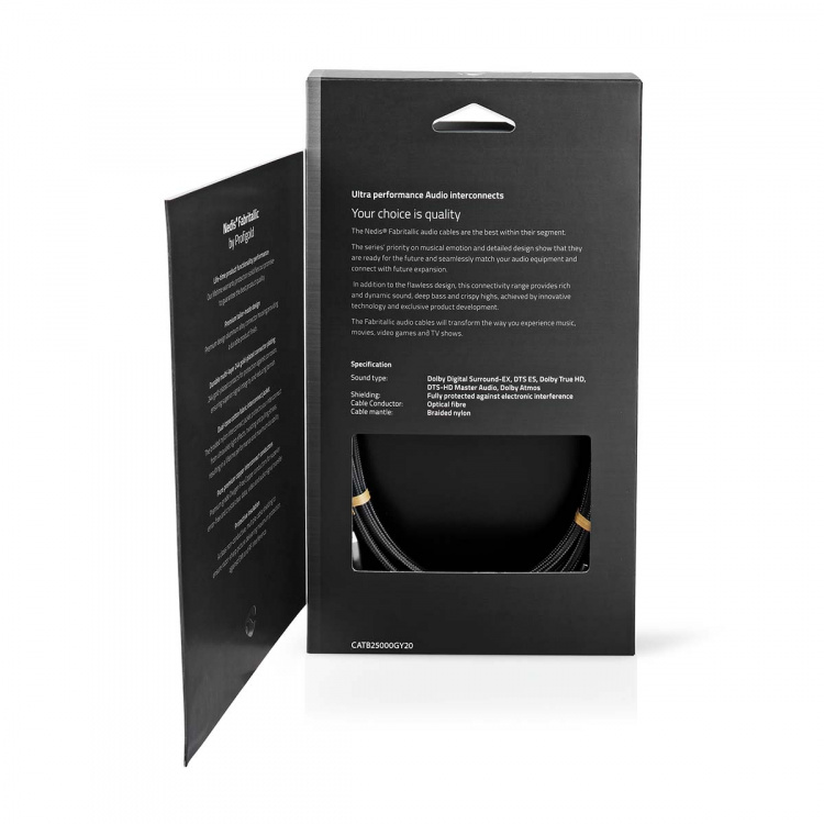 Nedis Optical Audio Cable | TosLink Male | TosLink Male | 2.00 m | Round | Cotton | Gun Metal Grey | Cover Window Box Nedis Optical Audio Cable | TosLink Male | TosLink Male | 2.00 m | Round | Cotton | Gun Metal Grey | Cover Window Box