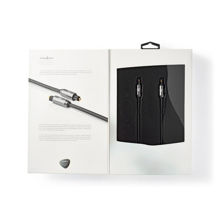 Nedis Optical Audio Cable | TosLink Male | TosLink Male | 3.00 m | Round | Cotton | Gun Metal Grey | Cover Window Box Nedis Optical Audio Cable | TosLink Male | TosLink Male | 3.00 m | Round | Cotton | Gun Metal Grey | Cover Window Box