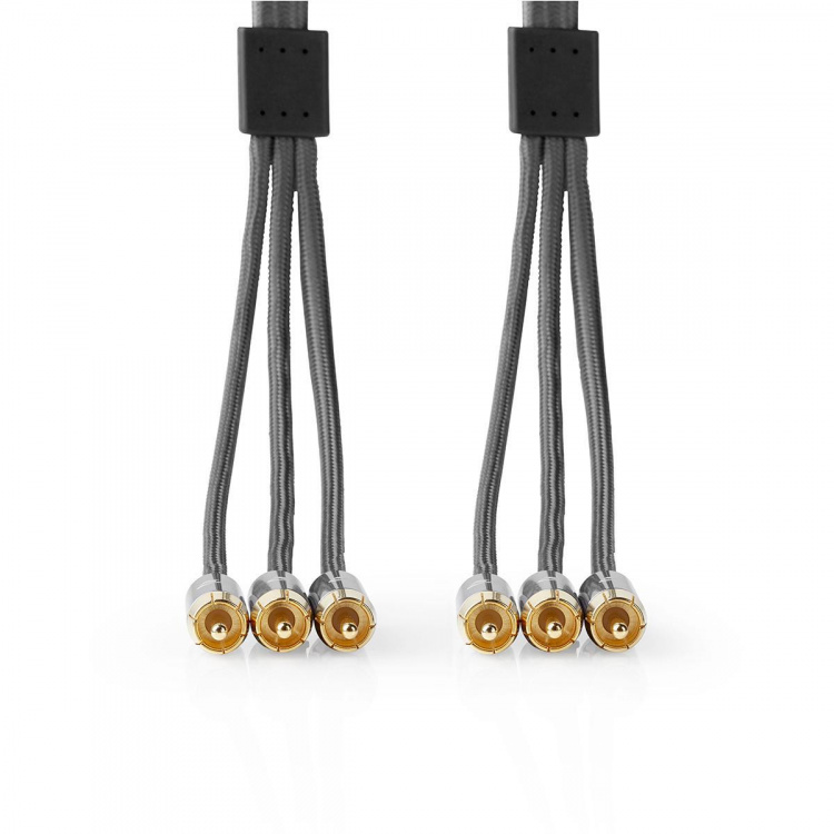 Nedis Composite Video Cable | 3x RCA Male | 3x RCA Male | Gold Plated | 480p | 2.00 m | Round | Cotton | Anthracite / Gun Metal Grey | Cover Window Box