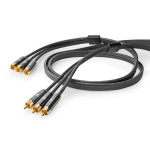Nedis Composite Video Cable | 3x RCA Male | 3x RCA Male | Gold Plated | 480p | 2.00 m | Round | Cotton | Anthracite / Gun Metal Grey | Cover Window Box