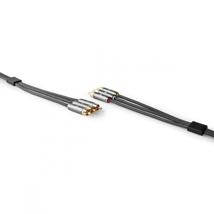 Nedis Composite Video Cable | 3x RCA Male | 3x RCA Male | Gold Plated | 480p | 2.00 m | Round | Cotton | Anthracite / Gun Metal Grey | Cover Window Box
