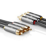 Nedis Composite Video Cable | 3x RCA Male | 3x RCA Male | Gold Plated | 480p | 2.00 m | Round | Cotton | Anthracite / Gun Metal Grey | Cover Window Box