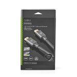 Nedis High Speed HDMI™ Cable with Ethernet | HDMI™ Connector | HDMI™ Connector | 4K@60Hz | ARC | 18 Gbps | 2.00 m | Round | Cotton | Gun Metal Grey | Cover Window Box Nedis High Speed HDMI™ Cable with Ethernet | HDMI™ Connector | HDMI™ Connector | 4K@60Hz | ARC | 18 Gbps | 2.00 m | Round | Cotton | Gun Metal Grey | Cover Window Box
