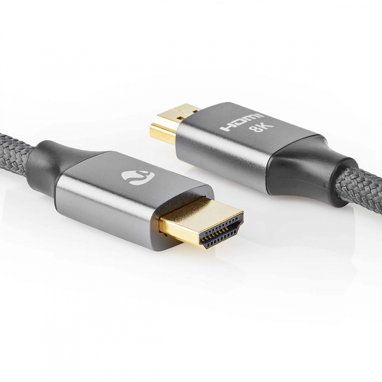 Nedis Ultra High Speed HDMI™ Cable | HDMI™ Connector | HDMI™ Connector | 8K@60Hz | 48 Gbps | 2.00 m | Round | 6.3 mm | Gun Metal Grey | Cover Window Box Nedis Ultra High Speed HDMI™ Cable | HDMI™ Connector | HDMI™ Connector | 8K@60Hz | 48 Gbps | 2.00 m | Round | 6.3 mm | Gun Metal Grey | Cover Window Box