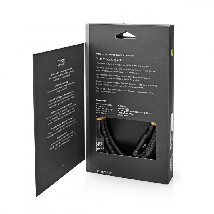 Nedis Ultra High Speed HDMI™ Cable | HDMI™ Connector | HDMI™ Connector | 8K@60Hz | 48 Gbps | 2.00 m | Round | 6.3 mm | Gun Metal Grey | Cover Window Box Nedis Ultra High Speed HDMI™ Cable | HDMI™ Connector | HDMI™ Connector | 8K@60Hz | 48 Gbps | 2.00 m | Round | 6.3 mm | Gun Metal Grey | Cover Window Box