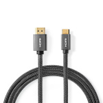 Nedis High Speed HDMI™ Cable with Ethernet | HDMI™ Connector | HDMI™ Mini Connector | 4K@60Hz | 18 Gbps | 2.00 m | Round | Cotton | Anthracite / Gun Metal Grey | Cover Window Box Nedis High Speed HDMI™ Cable with Ethernet | HDMI™ Connector | HDMI™ Mini Connector | 4K@60Hz | 18 Gbps | 2.00 m | Round | Cotton | Anthracite / Gun Metal Grey | Cover Window Box