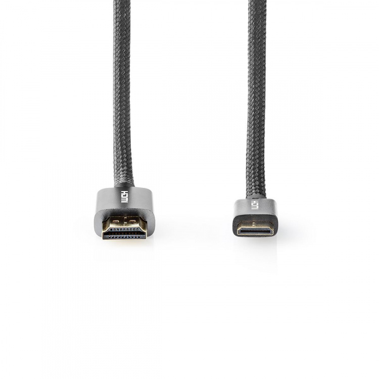 Nedis High Speed HDMI™ Cable with Ethernet | HDMI™ Connector | HDMI™ Mini Connector | 4K@60Hz | 18 Gbps | 2.00 m | Round | Cotton | Anthracite / Gun Metal Grey | Cover Window Box Nedis High Speed HDMI™ Cable with Ethernet | HDMI™ Connector | HDMI™ Mini Connector | 4K@60Hz | 18 Gbps | 2.00 m | Round | Cotton | Anthracite / Gun Metal Grey | Cover Window Box