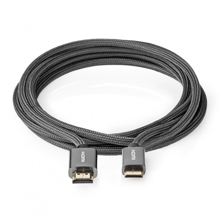 Nedis High Speed HDMI™ Cable with Ethernet | HDMI™ Connector | HDMI™ Mini Connector | 4K@60Hz | 18 Gbps | 2.00 m | Round | Cotton | Anthracite / Gun Metal Grey | Cover Window Box Nedis High Speed HDMI™ Cable with Ethernet | HDMI™ Connector | HDMI™ Mini Connector | 4K@60Hz | 18 Gbps | 2.00 m | Round | Cotton | Anthracite / Gun Metal Grey | Cover Window Box