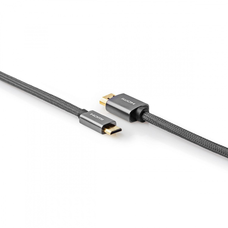 Nedis High Speed HDMI™ Cable with Ethernet | HDMI™ Connector | HDMI™ Mini Connector | 4K@60Hz | 18 Gbps | 2.00 m | Round | Cotton | Anthracite / Gun Metal Grey | Cover Window Box Nedis High Speed HDMI™ Cable with Ethernet | HDMI™ Connector | HDMI™ Mini Connector | 4K@60Hz | 18 Gbps | 2.00 m | Round | Cotton | Anthracite / Gun Metal Grey | Cover Window Box