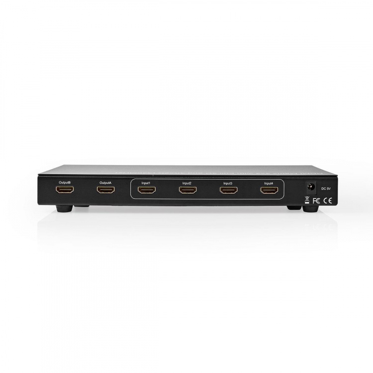 Nedis HDMI™ Matrix Switch | 4 x 2 port(s) | 4x HDMI™ Input | 2x HDMI™ Output | 4K@30Hz | 3.4 Gbps | Remote controlled | Metal | Anthracite