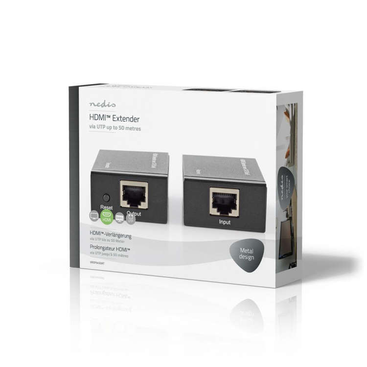Nedis HDMI™ Extender | Over Cat6 | up to 60.0 m | 1080p | 1.65 Gbps | Metal | Anthracite