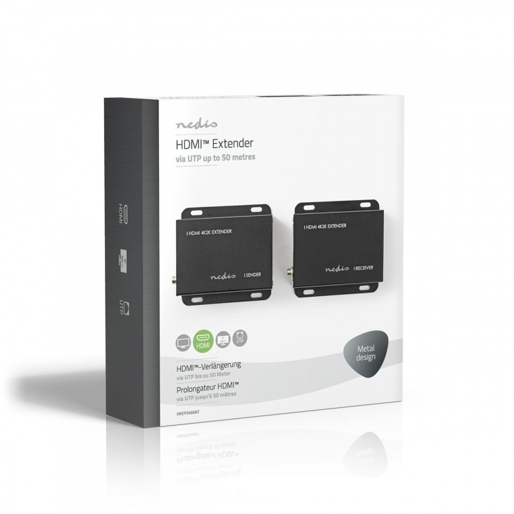 Nedis HDMI™ Extender | Over Cat6 | up to 50.0 m | 4K@30Hz | 10.2 Gbps | IR Return function | Metal | Anthracite Nedis HDMI™ Extender | Over Cat6 | up to 50.0 m | 4K@30Hz | 10.2 Gbps | IR Return function | Metal | Anthracite