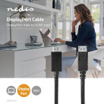 Nedis DisplayPort Cable | DisplayPort Male | HDMI™ Connector | 4K@60Hz | Nickel Plated | 2.00 m | Round | PVC | Black | Polybag Nedis DisplayPort Cable | DisplayPort Male | HDMI™ Connector | 4K@60Hz | Nickel Plated | 2.00 m | Round | PVC | Black | Polybag