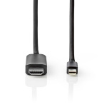 Nedis Mini DisplayPort Cable | DisplayPort 1.4 | Mini DisplayPort Male | HDMI™ Connector | 48 Gbps | Nickel Plated | 2.00 m | Round | PVC | Black | Envelope Nedis Mini DisplayPort Cable | DisplayPort 1.4 | Mini DisplayPort Male | HDMI™ Connector | 48 Gbps | Nickel Plated | 2.00 m | Round | PVC | Black | Envelope