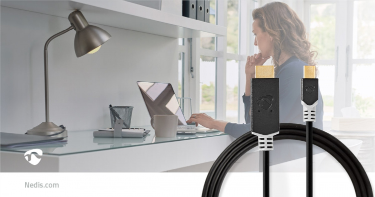 Nedis Mini DisplayPort Cable | DisplayPort 1.4 | Mini DisplayPort Male | HDMI™ Connector | 48 Gbps | Gold Plated | 2.00 m | Round | PVC | Anthracite | Polybag