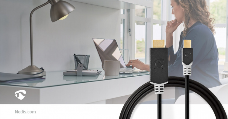 Nedis Mini DisplayPort Cable | DisplayPort 1.4 | Mini DisplayPort Male | HDMI™ Connector | 48 Gbps | Gold Plated | 2.00 m | Round | PVC | Anthracite | Window Box