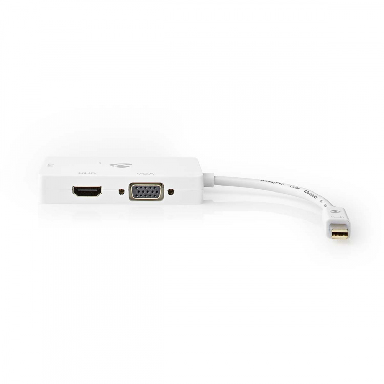 Nedis DisplayPort Adapter | Mini DisplayPort Male | DVI-D 24+1-Pin Female / HDMI™ Output / VGA Female | 4K@60Hz | Nickel Plated | Switchable | 0.20 m | Round | ABS | ABS | White | Box