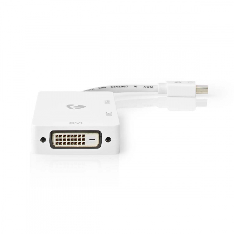 Nedis DisplayPort Adapter | Mini DisplayPort Male | DVI-D 24+1-Pin Female / HDMI™ Output / VGA Female | 4K@60Hz | Nickel Plated | Switchable | 0.20 m | Round | ABS | ABS | White | Box