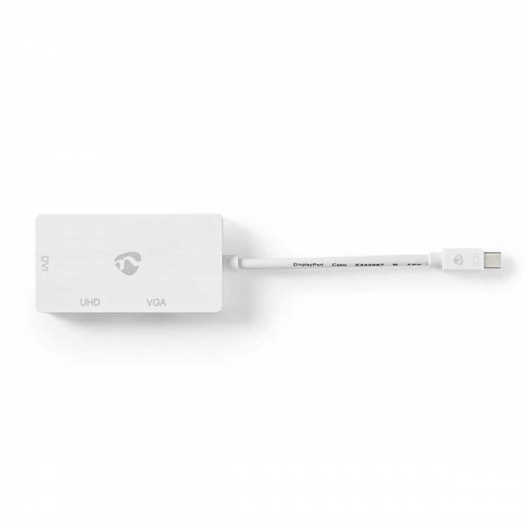 Nedis DisplayPort Adapter | Mini DisplayPort Male | DVI-D 24+1-Pin Female / HDMI™ Output / VGA Female | 4K@60Hz | Nickel Plated | Switchable | 0.20 m | Round | ABS | ABS | White | Box