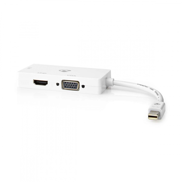 Nedis DisplayPort Adapter | Mini DisplayPort Male | DVI-D 24+1-Pin Female / HDMI™ Output / VGA Female | 4K@60Hz | Nickel Plated | Switchable | 0.20 m | Round | ABS | ABS | White | Box