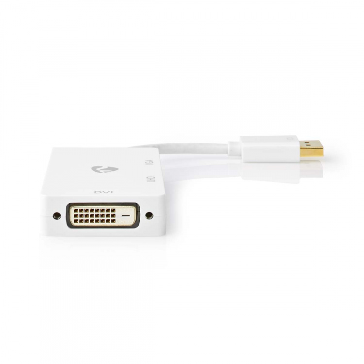 Nedis DisplayPort Adapter | Mini DisplayPort Male | DVI-D 24+1-Pin Female / HDMI™ Output / VGA Female | 4K@60Hz | Gold Plated | Switchable | 0.20 m | Round | ABS | ABS | White | Polybag