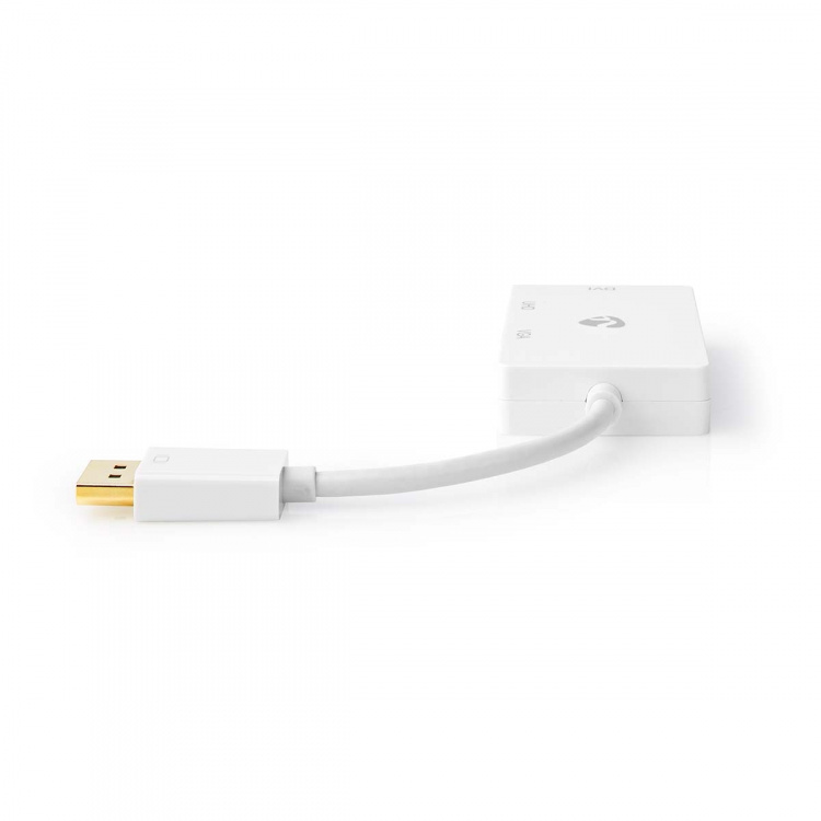 Nedis DisplayPort Adapter | Mini DisplayPort Male | DVI-D 24+1-Pin Female / HDMI™ Output / VGA Female | 4K@60Hz | Gold Plated | Switchable | 0.20 m | Round | ABS | ABS | White | Polybag