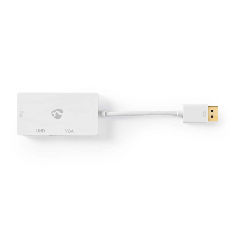 Nedis DisplayPort Adapter | Mini DisplayPort Male | DVI-D 24+1-Pin Female / HDMI™ Output / VGA Female | 4K@60Hz | Gold Plated | Switchable | 0.20 m | Round | ABS | ABS | White | Polybag