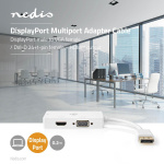 Nedis DisplayPort Adapter | Mini DisplayPort Male | DVI-D 24+1-Pin Female / HDMI™ Output / VGA Female | 4K@60Hz | Gold Plated | Switchable | 0.20 m | Round | ABS | ABS | White | Polybag
