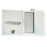 Nedis USB Adapter | USB 3.2 Gen 1 | USB-C™ Male | DisplayPort Female / HDMI™ Female / RJ45 Female / VGA Female / 2x 3.5 mm Female / 2x USB-C™ / 4x USB-A | 0.20 m | Round | Nickel Plated | Braided / Nylon | White | Window Box with Euro Lock