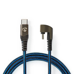 Nedis USB Cable | USB 2.0 | USB-C™ Male | USB-C™ Male | 480 Mbps | Gold Plated | 1.00 m | Round | Braided / Nylon | Black / Blue | Cover Window Box