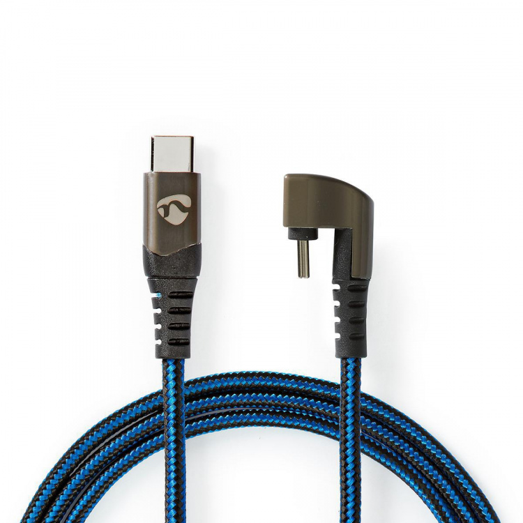 Nedis USB Cable | USB 2.0 | USB-C™ Male | USB-C™ Male | 480 Mbps | Gold Plated | 1.00 m | Round | Braided / Nylon | Black / Blue | Cover Window Box