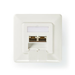 Nedis Network Wall Box | Flush Mount | 2 port(s) | CAT6a | Straight | Female | Gold Plated | PVC | White | Envelope Nedis Network Wall Box | Flush Mount | 2 port(s) | CAT6a | Straight | Female | Gold Plated | PVC | White | Envelope