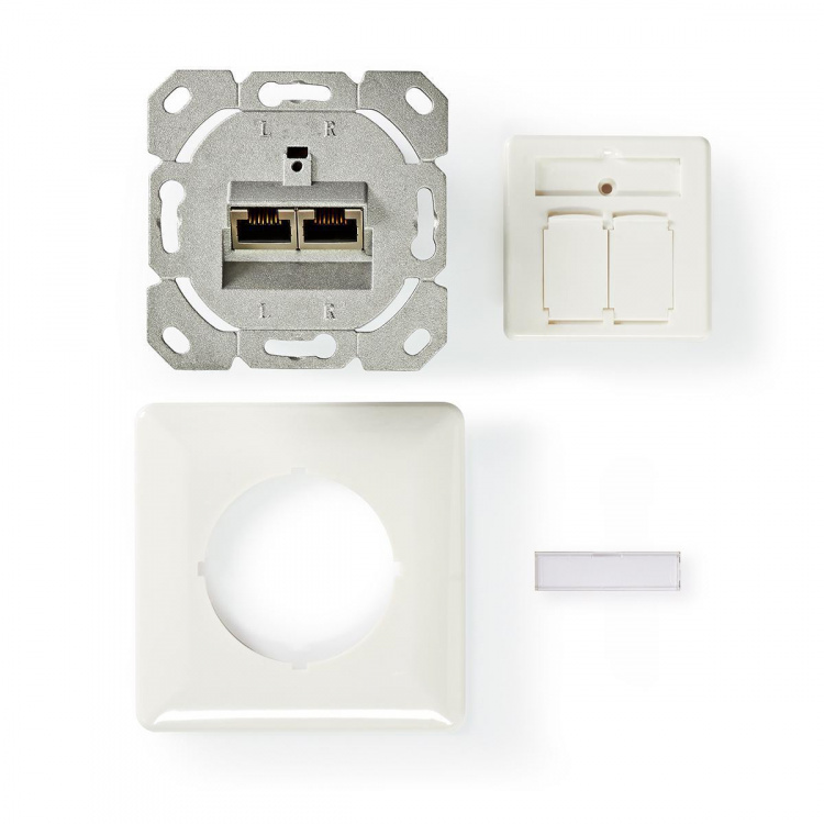 Nedis Network Wall Box | Flush Mount | 2 port(s) | CAT6a | Straight | Female | Gold Plated | PVC | White | Envelope Nedis Network Wall Box | Flush Mount | 2 port(s) | CAT6a | Straight | Female | Gold Plated | PVC | White | Envelope